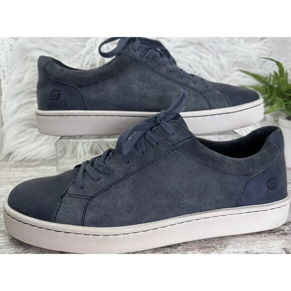 Born Men's Jib Sneakers Size 10.5 Flag Navy Combo Suede Leather Upper Opanka - Picture 2 of 12